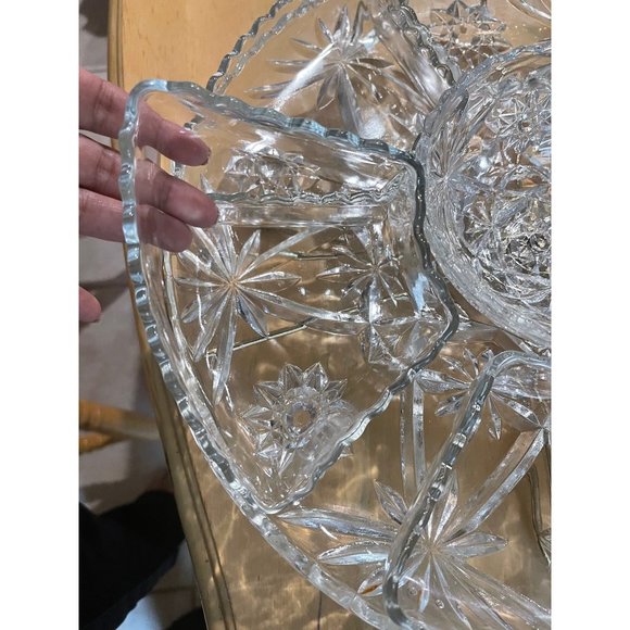 Anchor Hocking Lazy Susan Glass Relish Tray 9 Piece - Picture 3 of 3